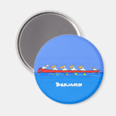 ペリカンおもしろいローイングチーム漫画イラストレーション マグネット (正面/裏面)