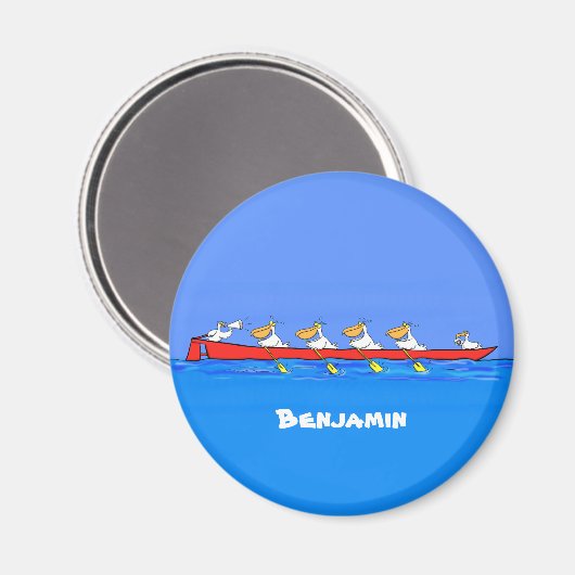 ペリカンおもしろいローイングチーム漫画イラストレーション マグネット (正面/裏面)