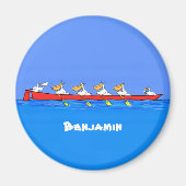 ペリカンおもしろいローイングチーム漫画イラストレーション マグネット (正面)