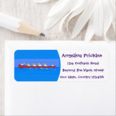 ペリカンおもしろいローイングチーム漫画イラストレーション ラベル (インサイチュ)