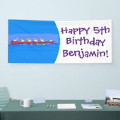 ペリカンおもしろいローイングチーム漫画イラストレーション 横断幕 (トレードショー)