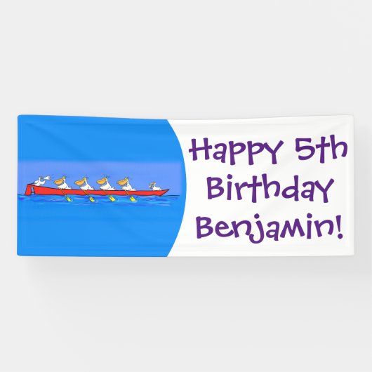 ペリカンおもしろいローイングチーム漫画イラストレーション 横断幕 (横)