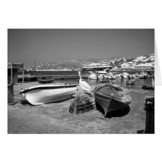 ペリカンおよびボート(BandW)