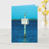 ペリカンおよびマナティーの印の挨拶状 カード (黄色い花)