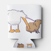 ペリカンがキャピバ食べラの可愛いおもしろいかわいい 缶クーラー (裏面)