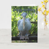 ペリカンが付いているバースデー・カード カード (黄色い花)