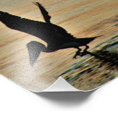 ペリカンが夕日に離陸する湾岸海岸フロリダ フォトプリント            (角)