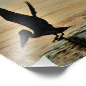 ペリカンが夕日に離陸する湾岸海岸フロリダ フォトプリント (角)