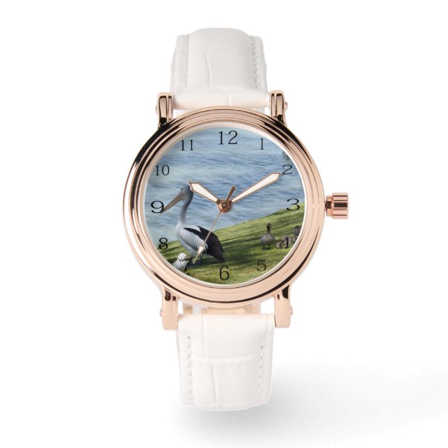 ペリカンとアヒル 腕時計 (正面)