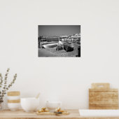 ペリカンとボート（白黒） ポスター (キッチン)