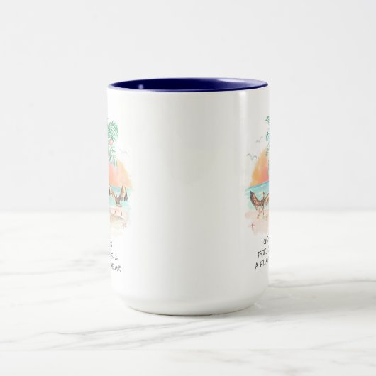 ペリカンとヤシの木の沿岸おもしろいのクリスマス マグカップ (中央)