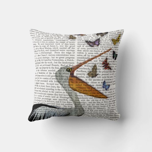 ペリカンと蝶 クッション (裏面)