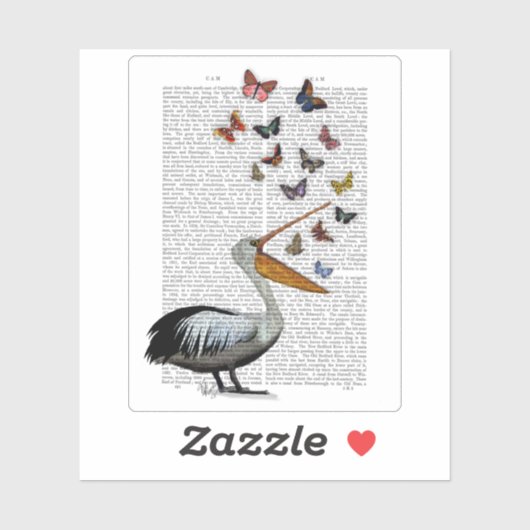 ペリカンと蝶 シール (シート)