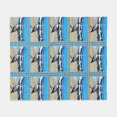 ペリカンのビーチ生活は完璧だ フリースブランケット (正面(横))