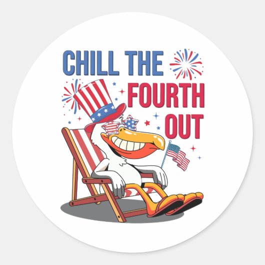 ペリカンの愛国パロディTシャツ 四th オブ July ラウンドシール (正面)