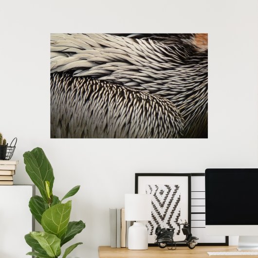 ペリカンの羽抽象芸術自然写真 ポスター (ホームオフィス)