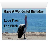 ペリカンの視線を下に、誕生日カード (内部横(下))