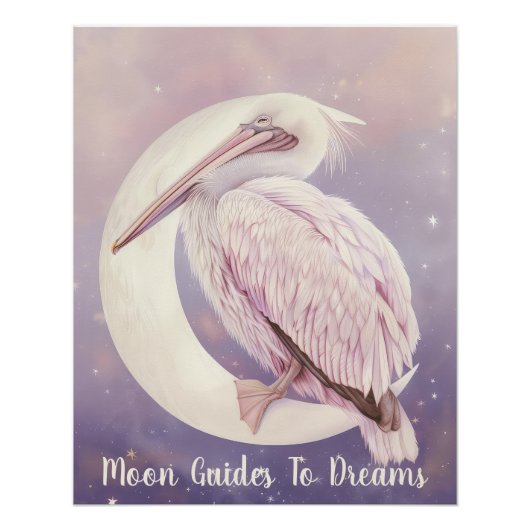 ペリカンの鳥のベビーは月に眠っている ポスター (正面)