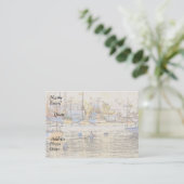 ペリカンの鳥のヨットのボート港の海の海 名刺 (スタンド正面)