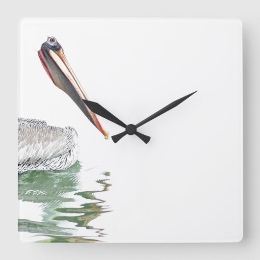 ペリカンの鳥の柱時計 スクエア壁時計 (正面)