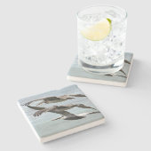 ペリカンの鳥の野性生物のビーチの動物の石造りのコースター ストーンコースター (横)