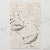 ペリカンの鳥の麻布の文房具 便箋 (正面)