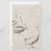 ペリカンの鳥の麻布の文房具 便箋 (正面/裏面)