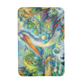 ペリカンインワンダーランドフローラグリーンブルーイエロー バスマット (正面縦)