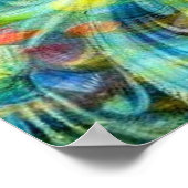 ペリカンインワンダーランドフローラグリーンブルーイエロー ポスター (角)