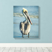 ペリカンオンザフロリダビーチ キャンバスプリント (インサイチュ (ウッドフロア))
