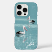 ペリカンカップルPaddling Calm Aqua Water追加の名前 Case-Mate iPhoneケース (裏面)