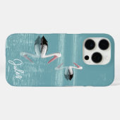 ペリカンカップルPaddling Calm Aqua Water追加の名前 Case-Mate iPhoneケース (裏面 (横))