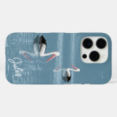 ペリカンカップルPaddling Calm Blue Water追加の名前 Case-Mate iPhoneケース (裏面 (横))