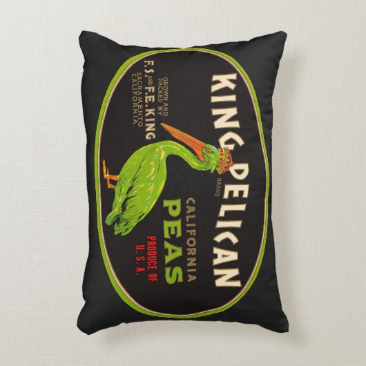 ペリカンカリフォルニアエンドウマメのクラートラベル アクセントクッション (正面(垂直))