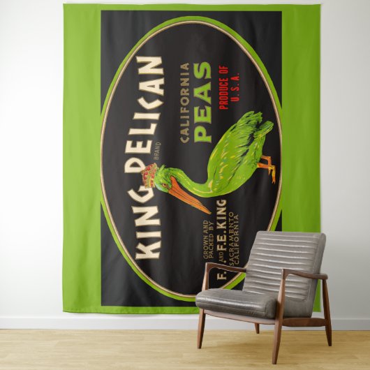 ペリカンカリフォルニアエンドウマメのクラートラベル タペストリー (インサイチュ)