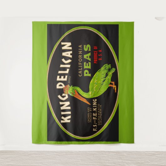 ペリカンカリフォルニアエンドウマメのクラートラベル タペストリー (正面)