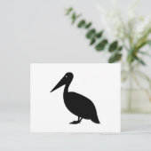 ペリカンシルエットオンホワイト ポストカード (スタンド正面)