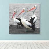 ペリカンシーバードミニマリストのカラーポップ・アートの写真 キャンバスプリント (インサイチュ (ウッドフロア))