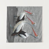 ペリカンシーバードミニマリストのカラーポップ・アートの写真 タペストリー (正面(横))