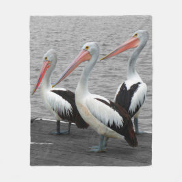 ペリカンシーバードミニマリストのカラーポップ・アートの写真 フリースブランケット