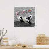 ペリカンシーバードミニマリストのカラーポップ・アートの写真 ポスター (キッチン)