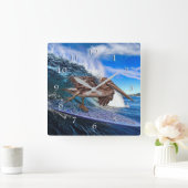 ペリカンバレルライダーサーファー スクエア壁時計 (ホーム)