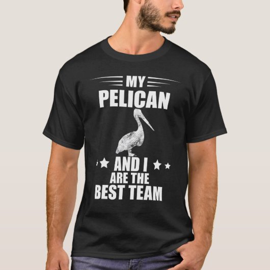 ペリカンバードと私のチーム最高の動物の熱帯鳥 Tシャツ (正面)