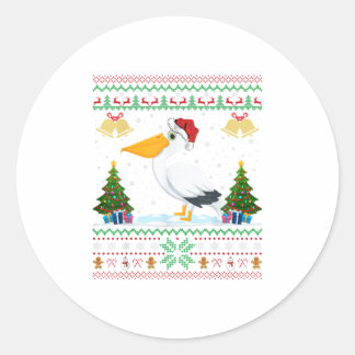 ペリカンバードラバークリスマスギフト醜いペリカ ラウンドシール