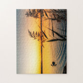 ペリカンバードレイクウォータープラントランドスケープシーン ジグソーパズル (縦)