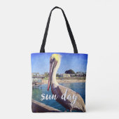 ペリカンバード海ビーチピアフォトサンデイ引用文 トートバッグ (裏面)