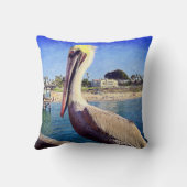 ペリカンバード海ビーチピアフォトモダンはっきりした クッション (裏面)