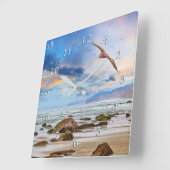 ペリカンパトロールビーチ海岸線 スクエア壁時計 (傾斜)