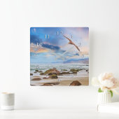 ペリカンパトロールビーチ海岸線 スクエア壁時計 (ホーム)