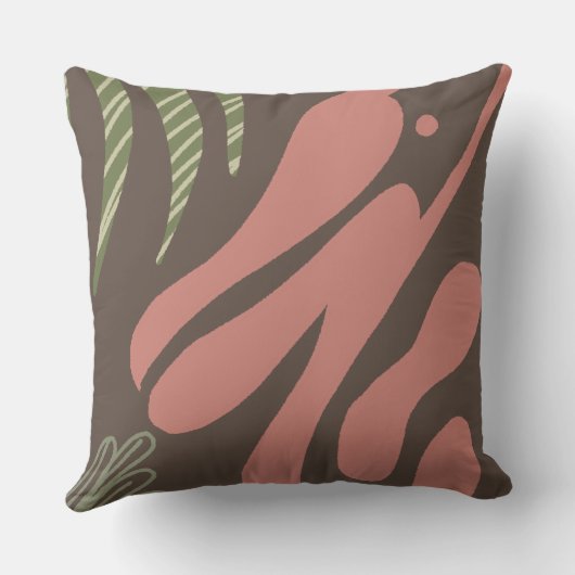 ペリカンモダンボホ抽象芸術トロピカルコラージュ クッション (裏面)